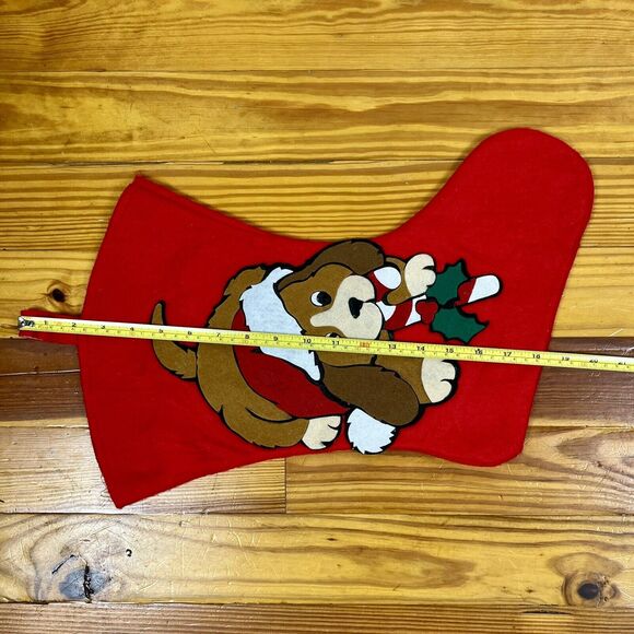Puppy Dog Felt Christmas Stocking Spaniel Beagle Applique 18" Santa Candy Cane - Picture 4 of 10